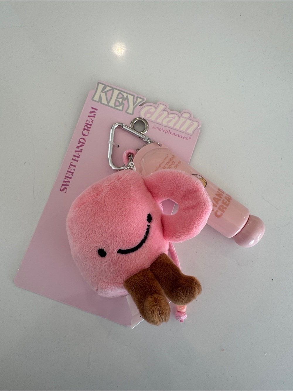 Pink Plush Octopus Keychain with Mini Hand Cream